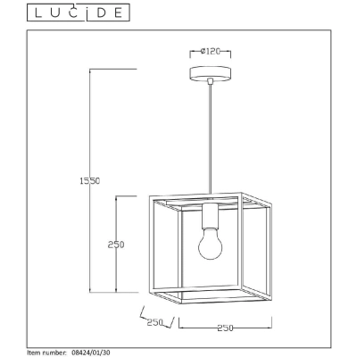 ARTHUR - Lampa wisząca - E27 - Black 08424/01/30 Lucide